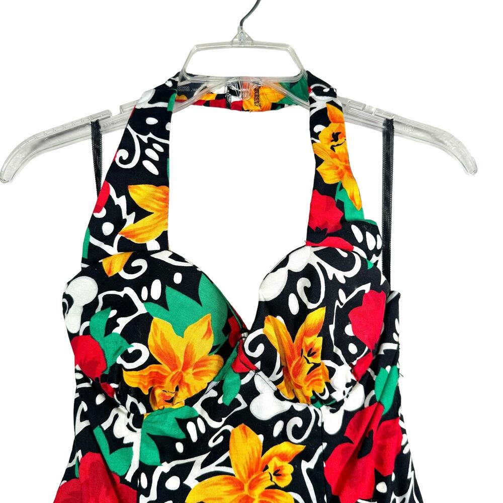 VTG 90s DBA-LA Floral Halter Dress 7 - Picture 2 of 12